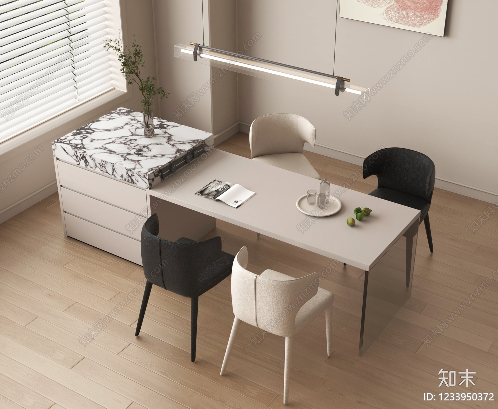 意式极简餐桌椅3D模型下载【ID:1233950372】