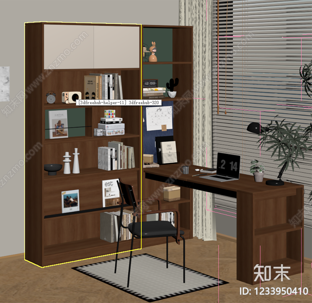 中古风书桌椅3D模型下载【ID:1233950410】