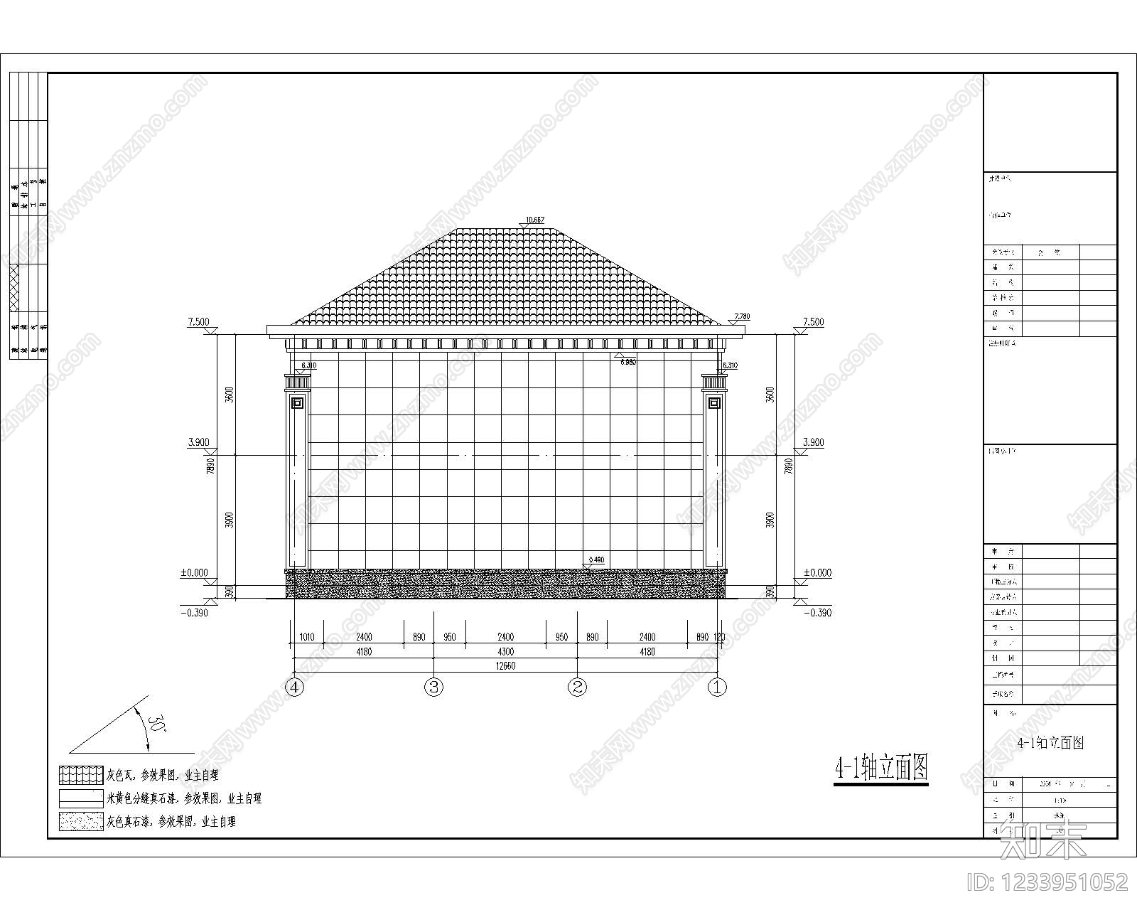 别墅建筑cad施工图下载【ID:1233951052】