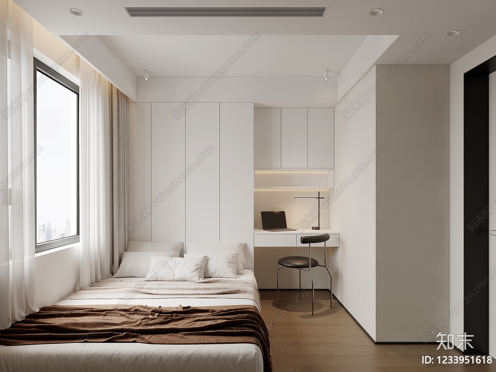 现代简约榻榻米卧室3D模型下载【ID:1233951618】