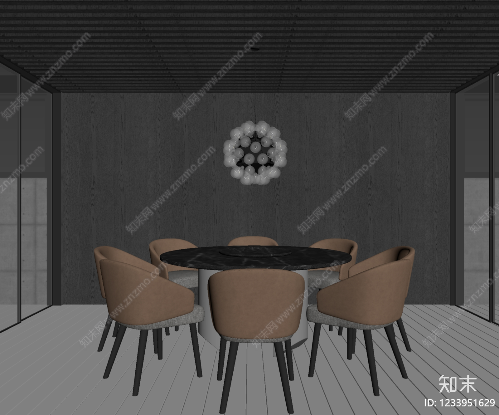 意式极简家居餐厅3D模型下载【ID:1233951629】