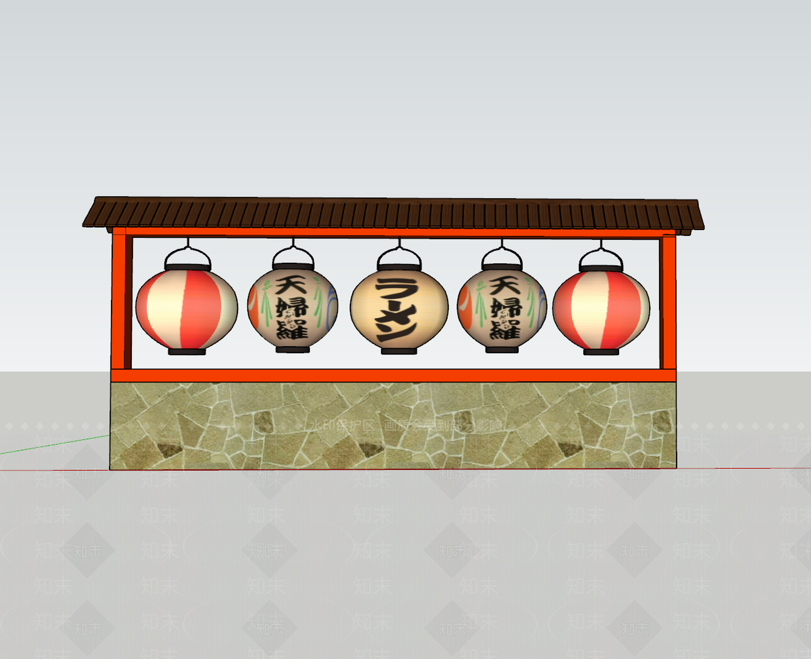 日式文旅美陈SU模型下载【ID:1233951957】