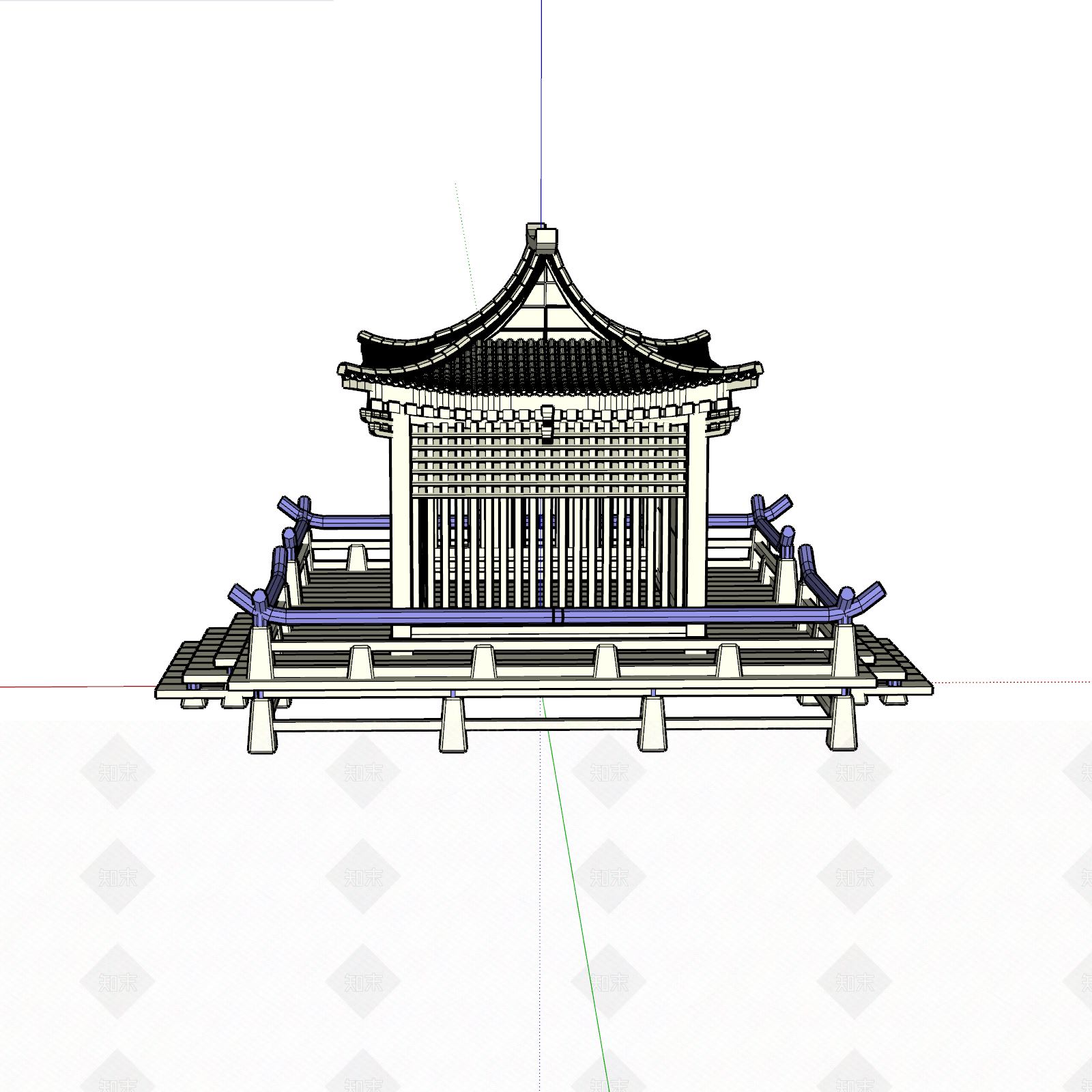 中式古建古建筑SU模型下载【ID:1233952207】