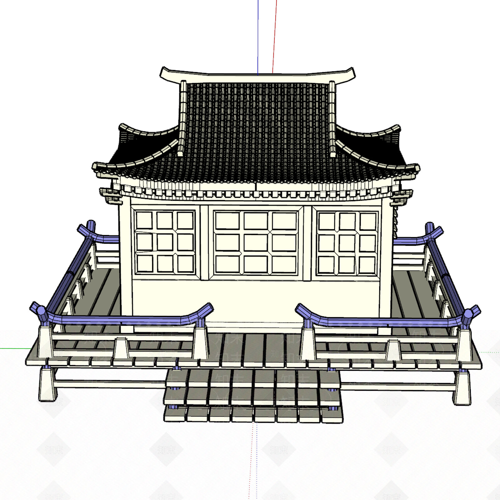 中式古建古建筑SU模型下载【ID:1233952207】