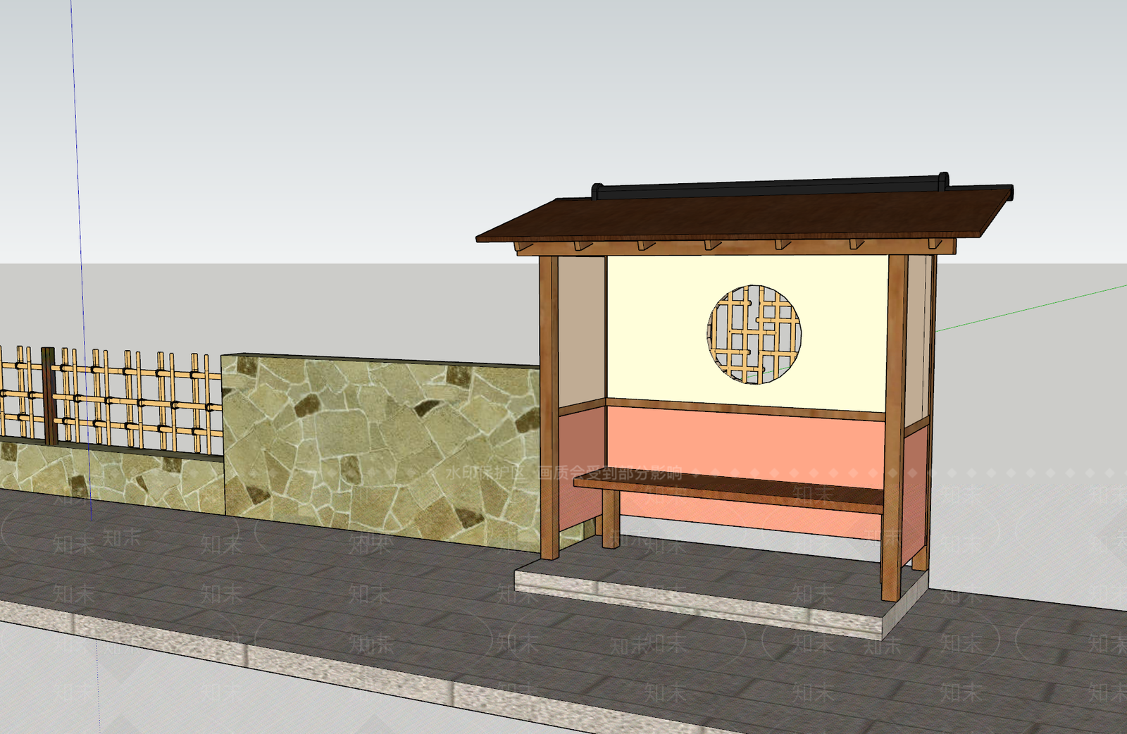 日式其他景观小建筑SU模型下载【ID:1233952377】