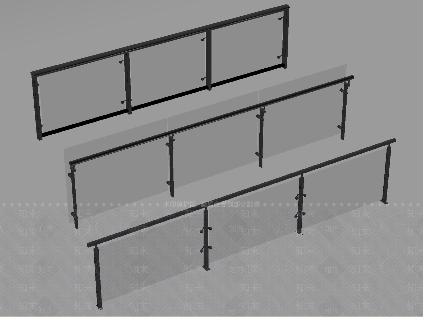 现代简约栏杆3D模型下载【ID:1233953537】