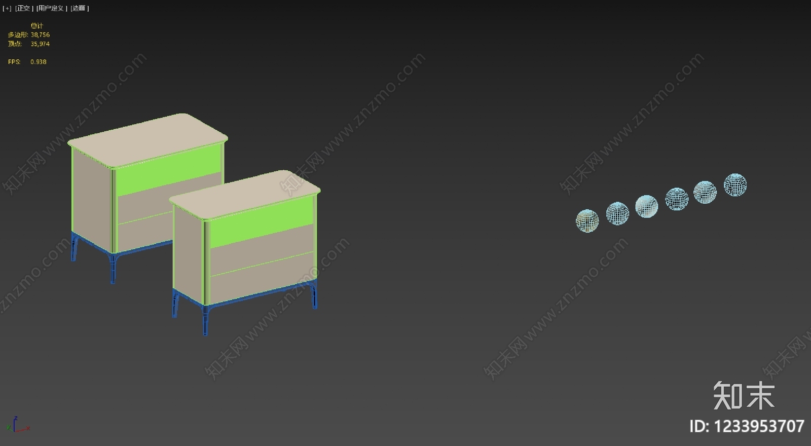 奶油风床头柜3D模型下载【ID:1233953707】