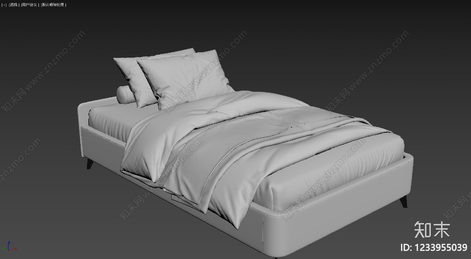 意式极简双人床3D模型下载【ID:1233955039】