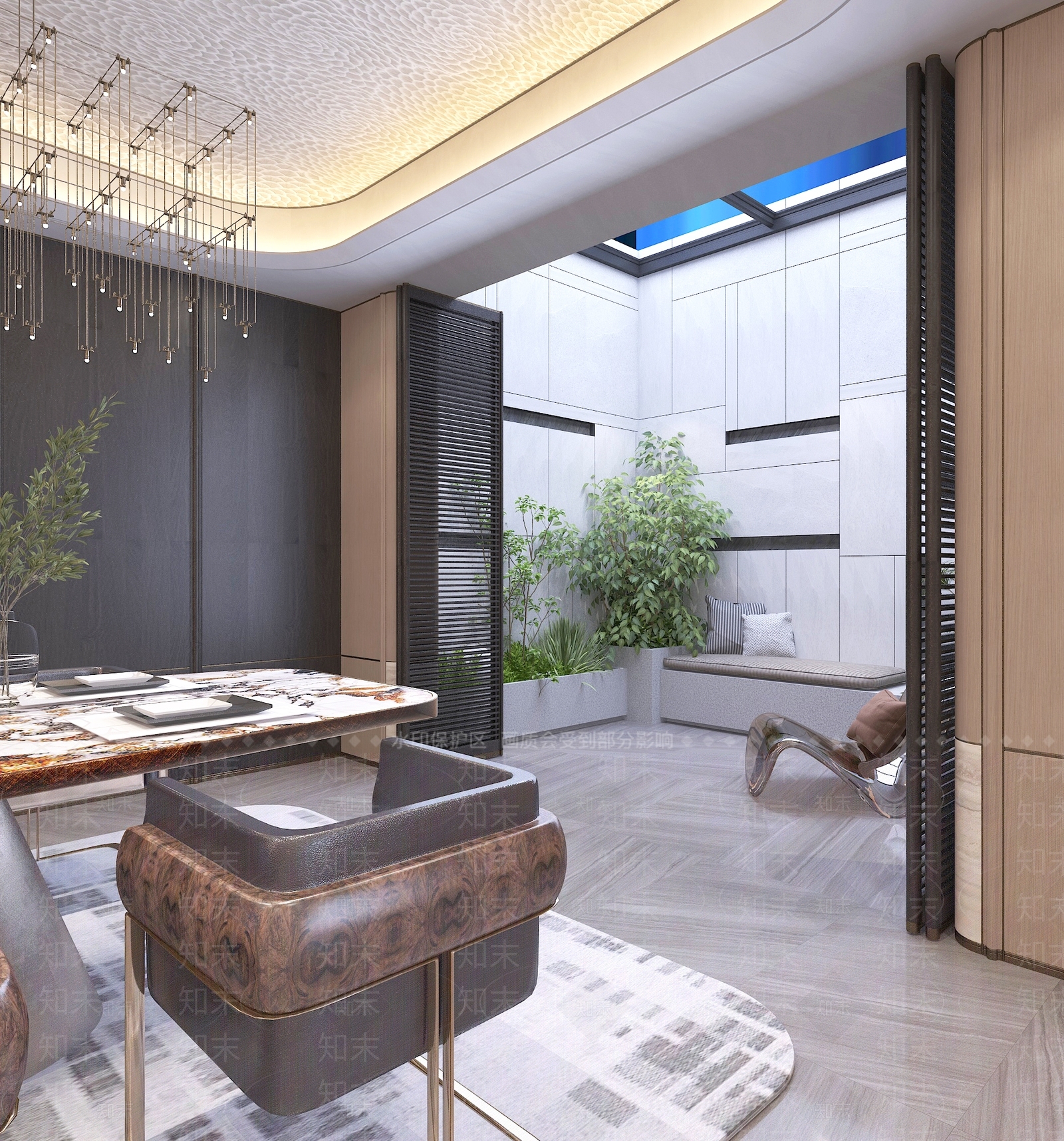 轻奢别墅客餐厅3D模型下载【ID:1233955105】