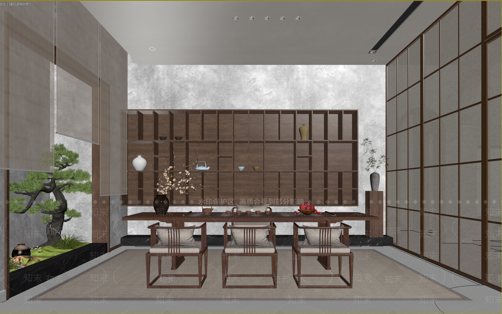 新中式茶室3D模型下载【ID:1233956111】