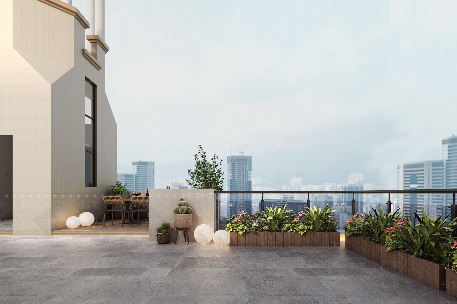 现代简约屋顶花园3D模型下载【ID:1233956362】