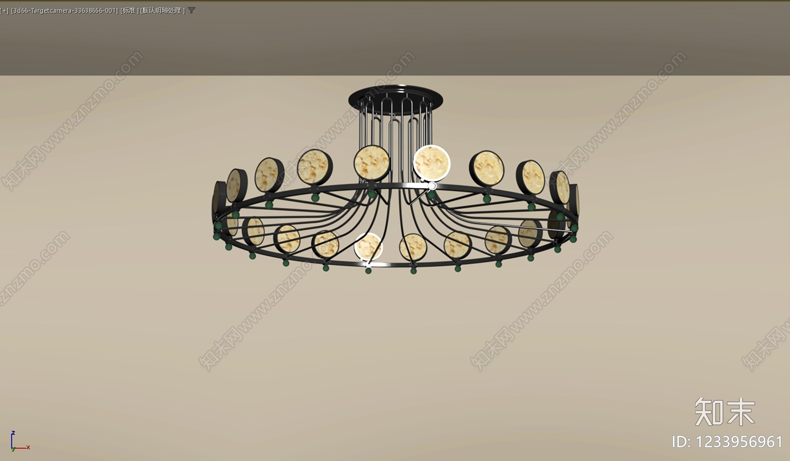新中式儿童房吸顶灯3D模型下载【ID:1233956961】