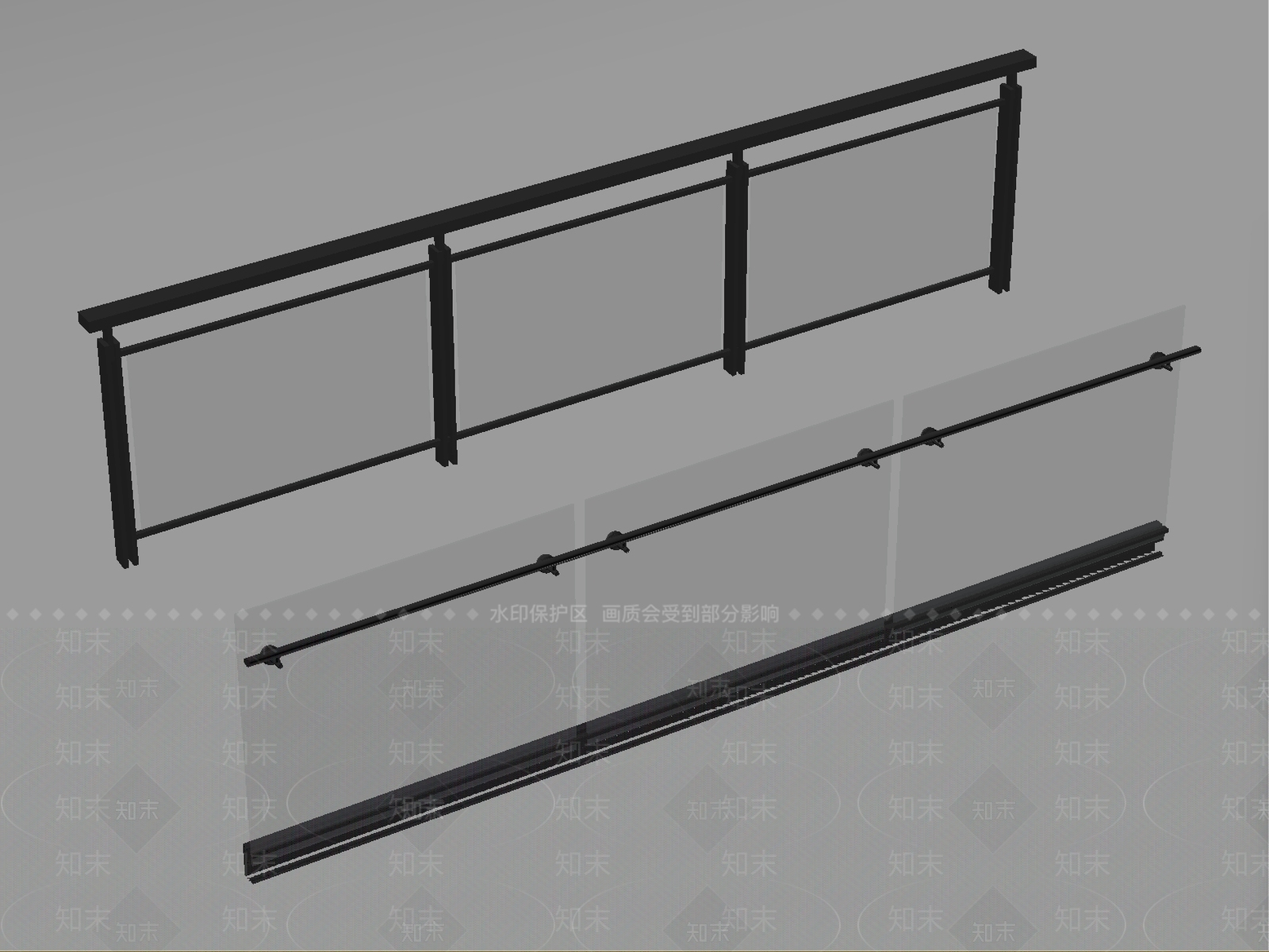 现代简约栏杆3D模型下载【ID:1233957461】