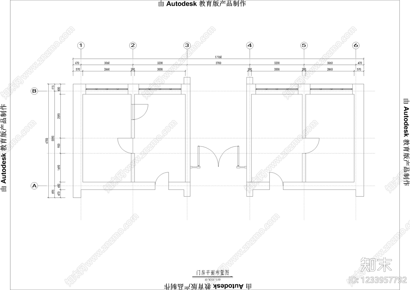 住宅楼建筑cad施工图下载【ID:1233957792】
