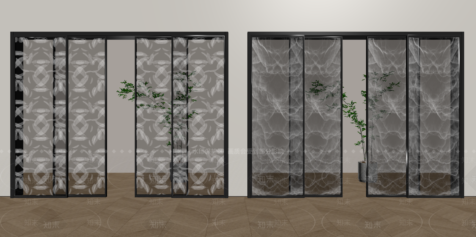 现代简约推拉门3D模型下载【ID:1233959575】