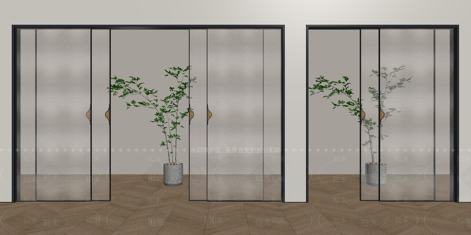 现代简约推拉门SU模型下载【ID:1233959977】