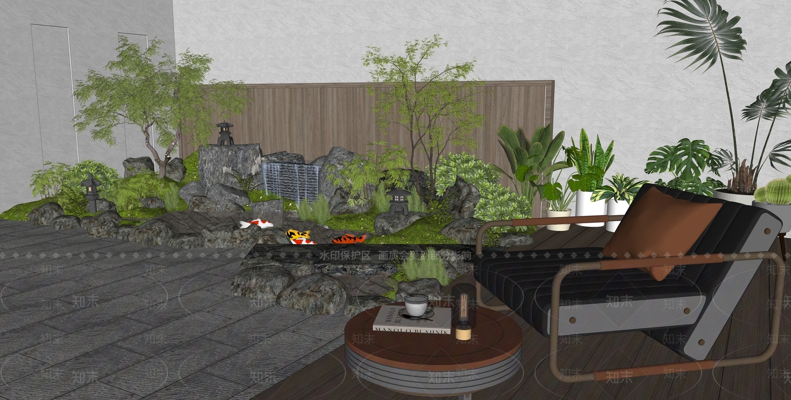 新中式景观楼梯间SU模型下载【ID:1233961296】