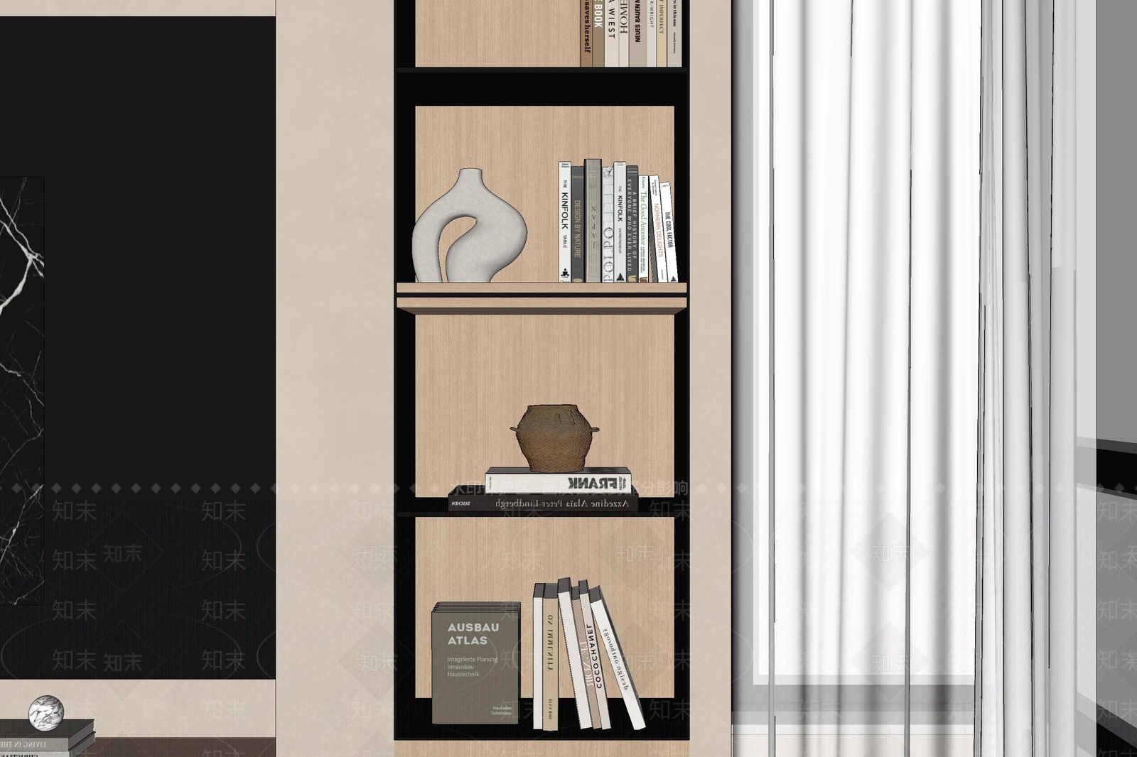 现代简约书架SU模型下载【ID:1233961442】