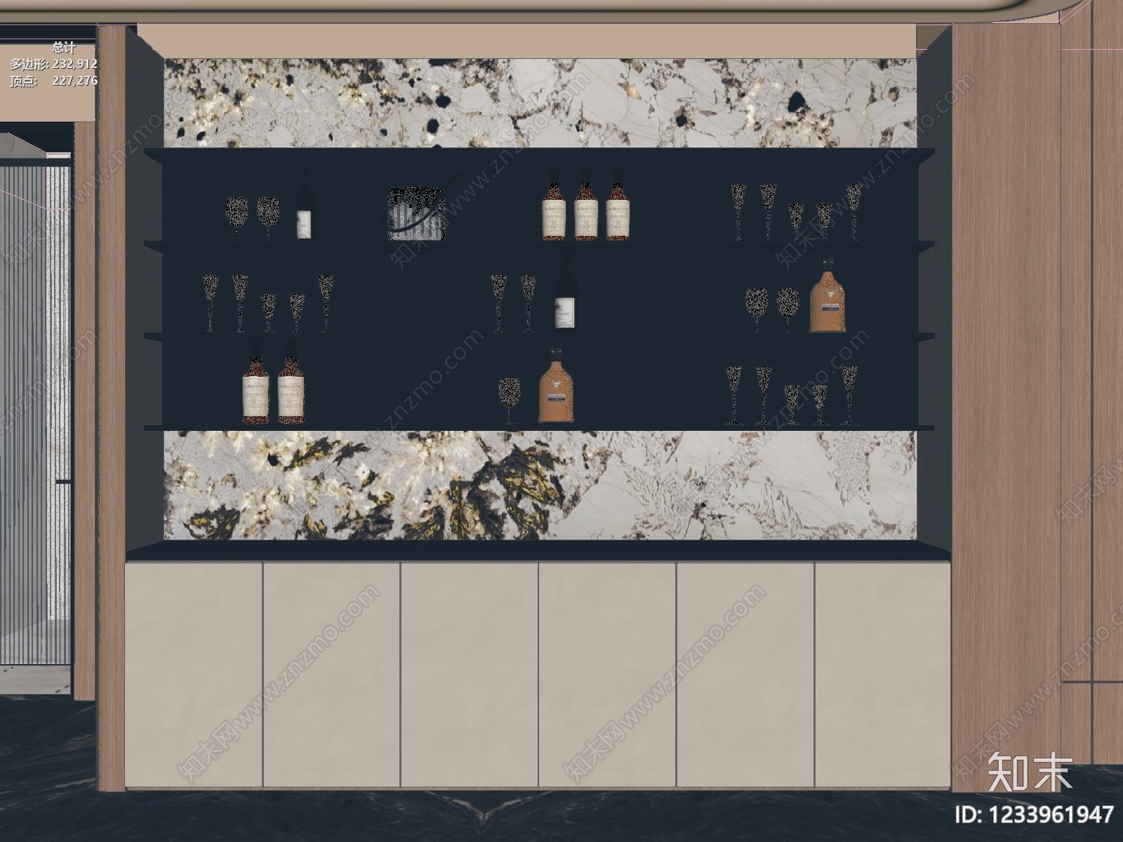 轻奢酒柜3D模型下载【ID:1233961947】