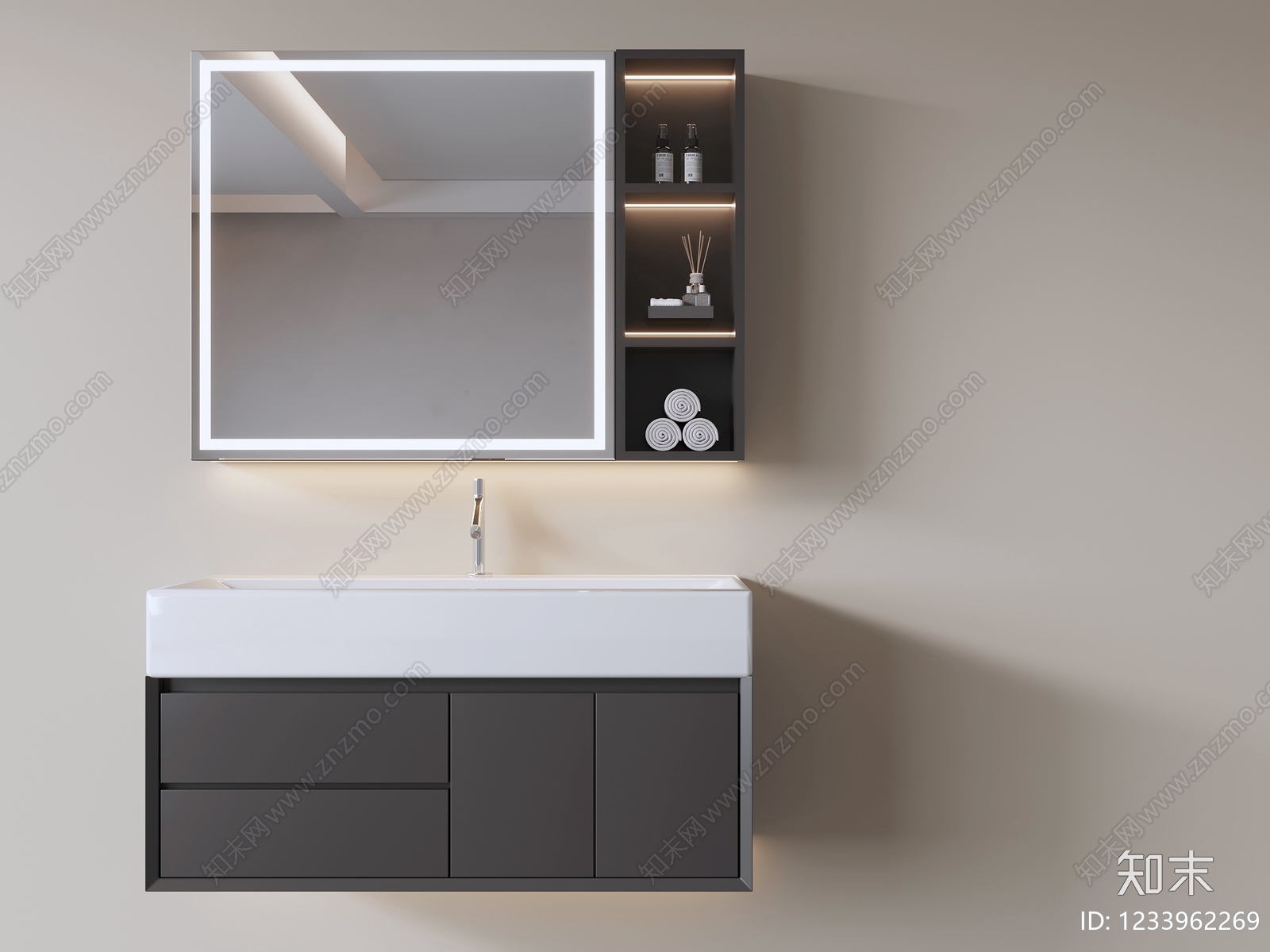 现代简约浴室柜3D模型下载【ID:1233962269】