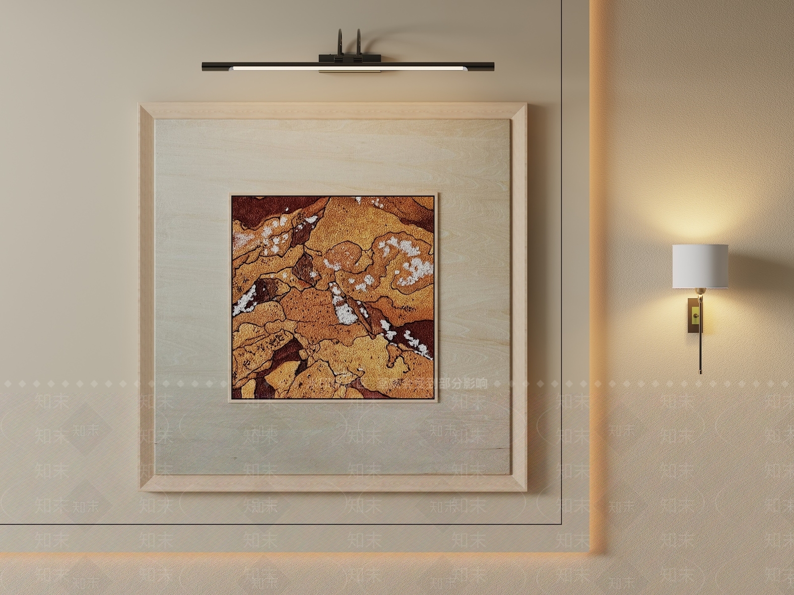 原木风抽象挂画3D模型下载【ID:1233963189】