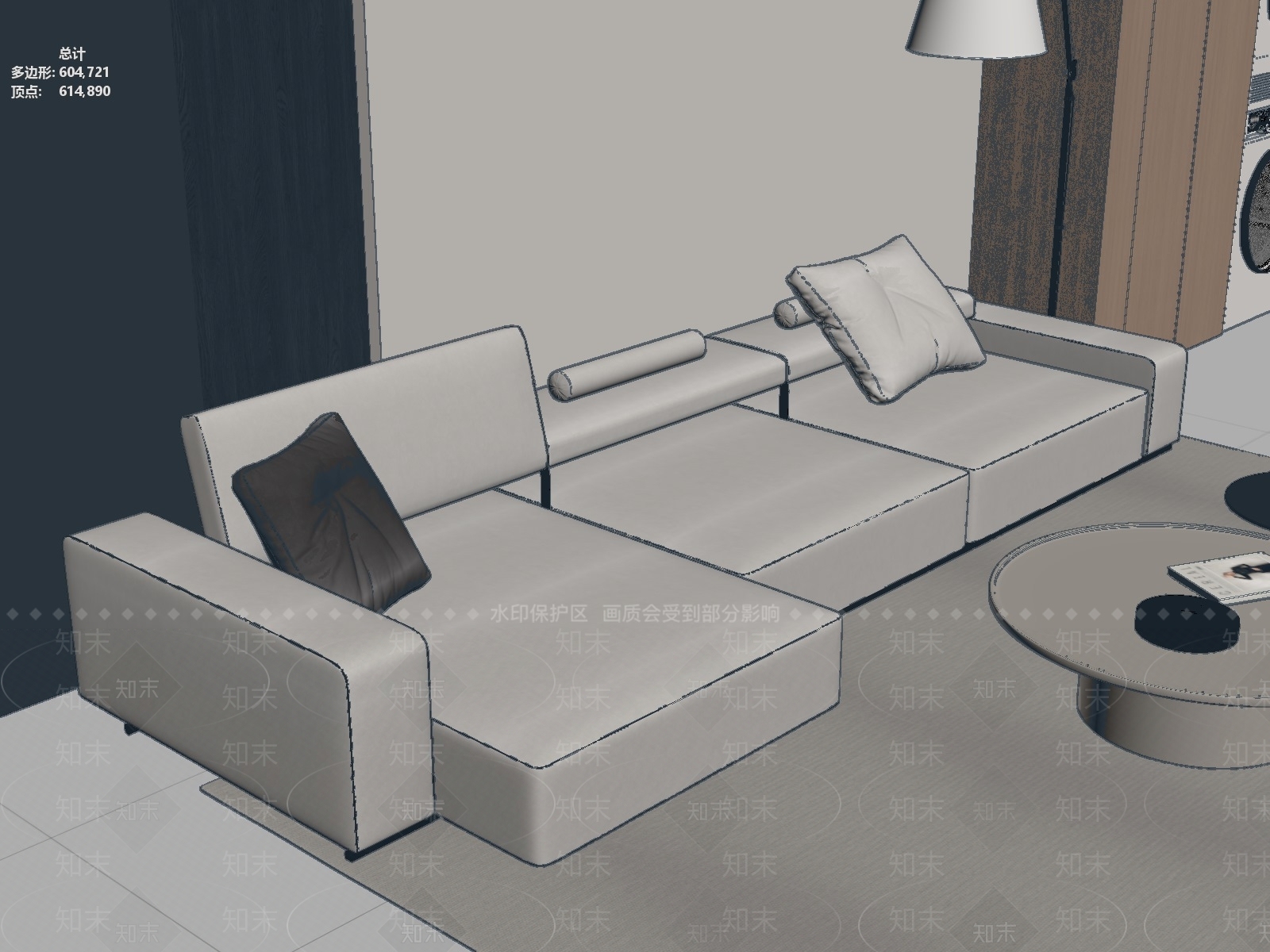 意式极简L型沙发3D模型下载【ID:1233963853】