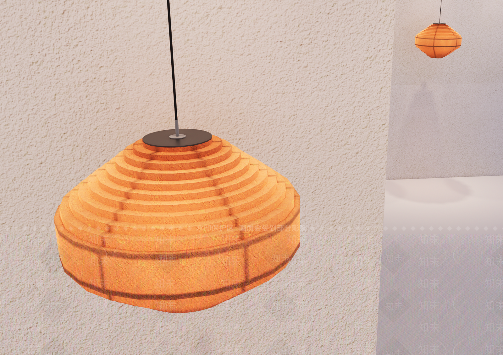 日式艺术吊灯3D模型下载【ID:1233964564】