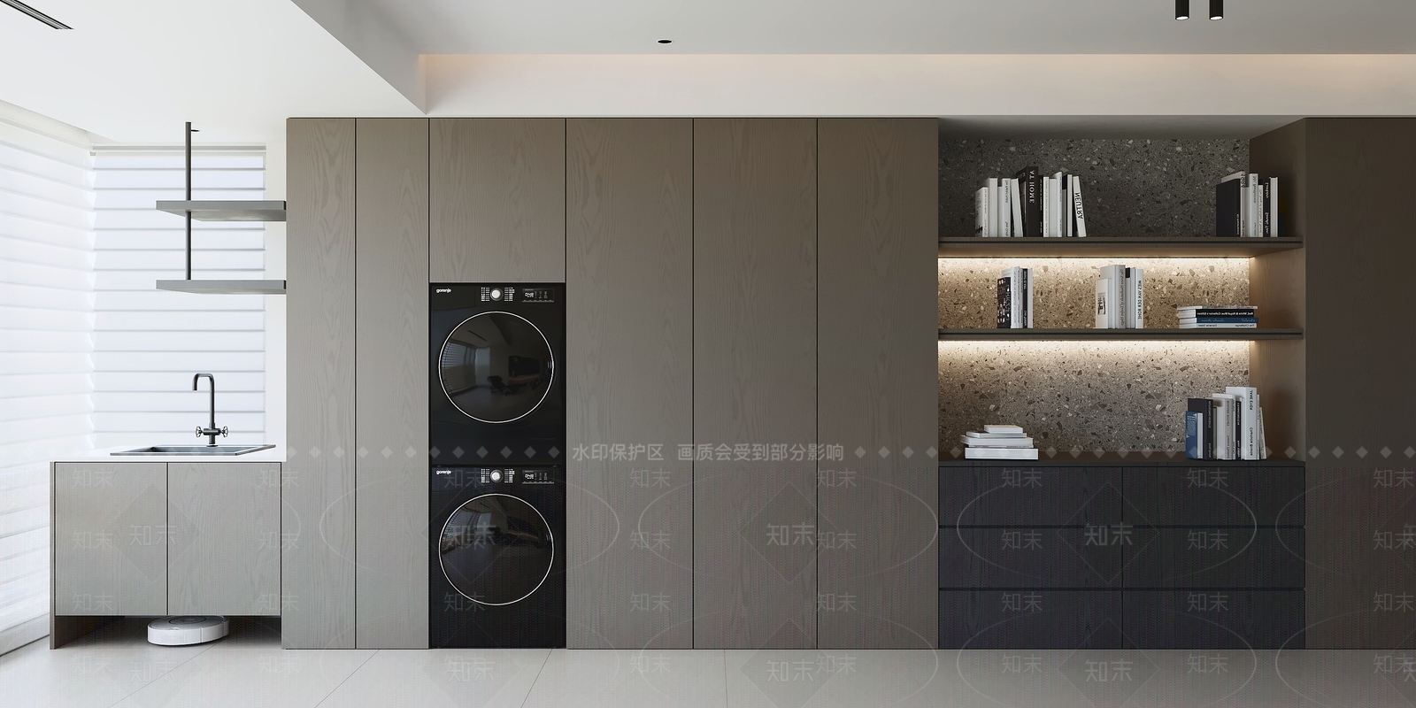 意式极简洗衣机柜3D模型下载【ID:1233964433】
