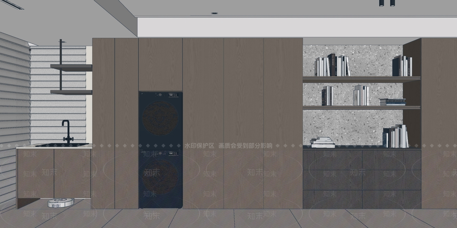 意式极简洗衣机柜3D模型下载【ID:1233964433】