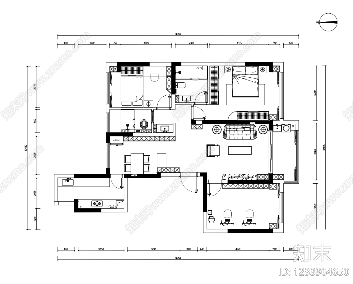 大平层cad施工图下载【ID:1233964650】
