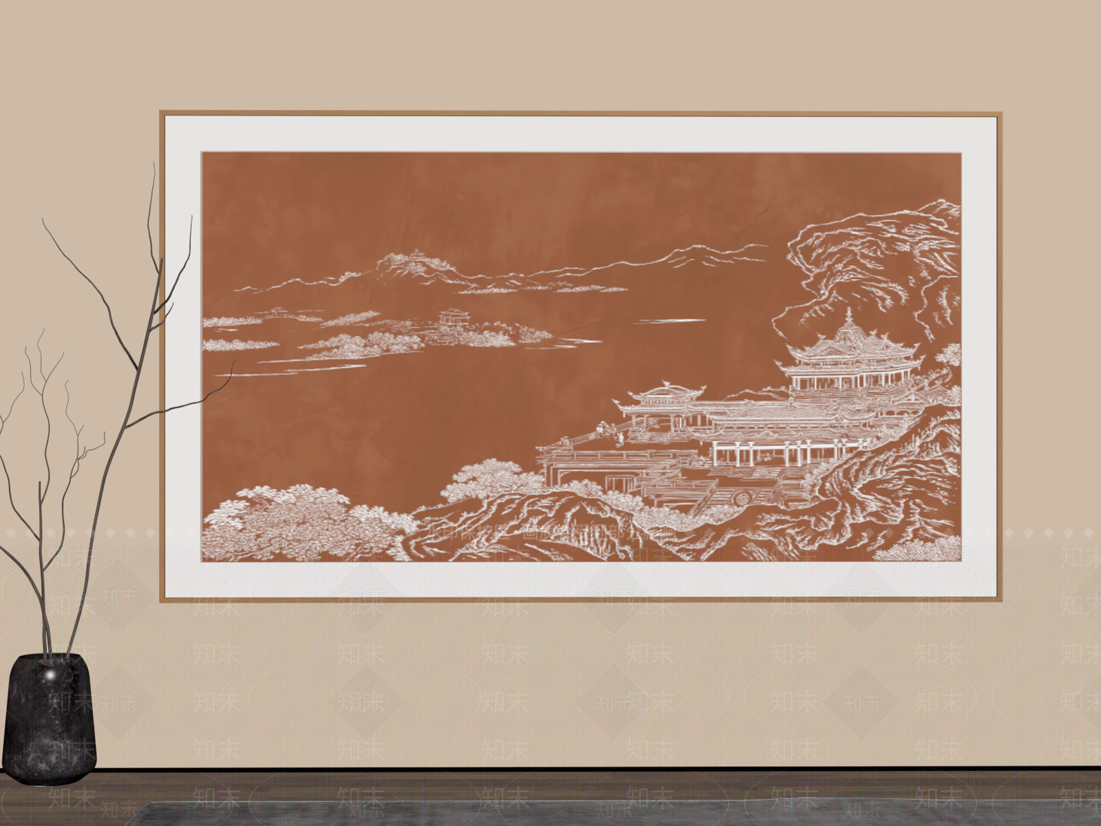 新中式宋式挂画3D模型下载【ID:1233964648】