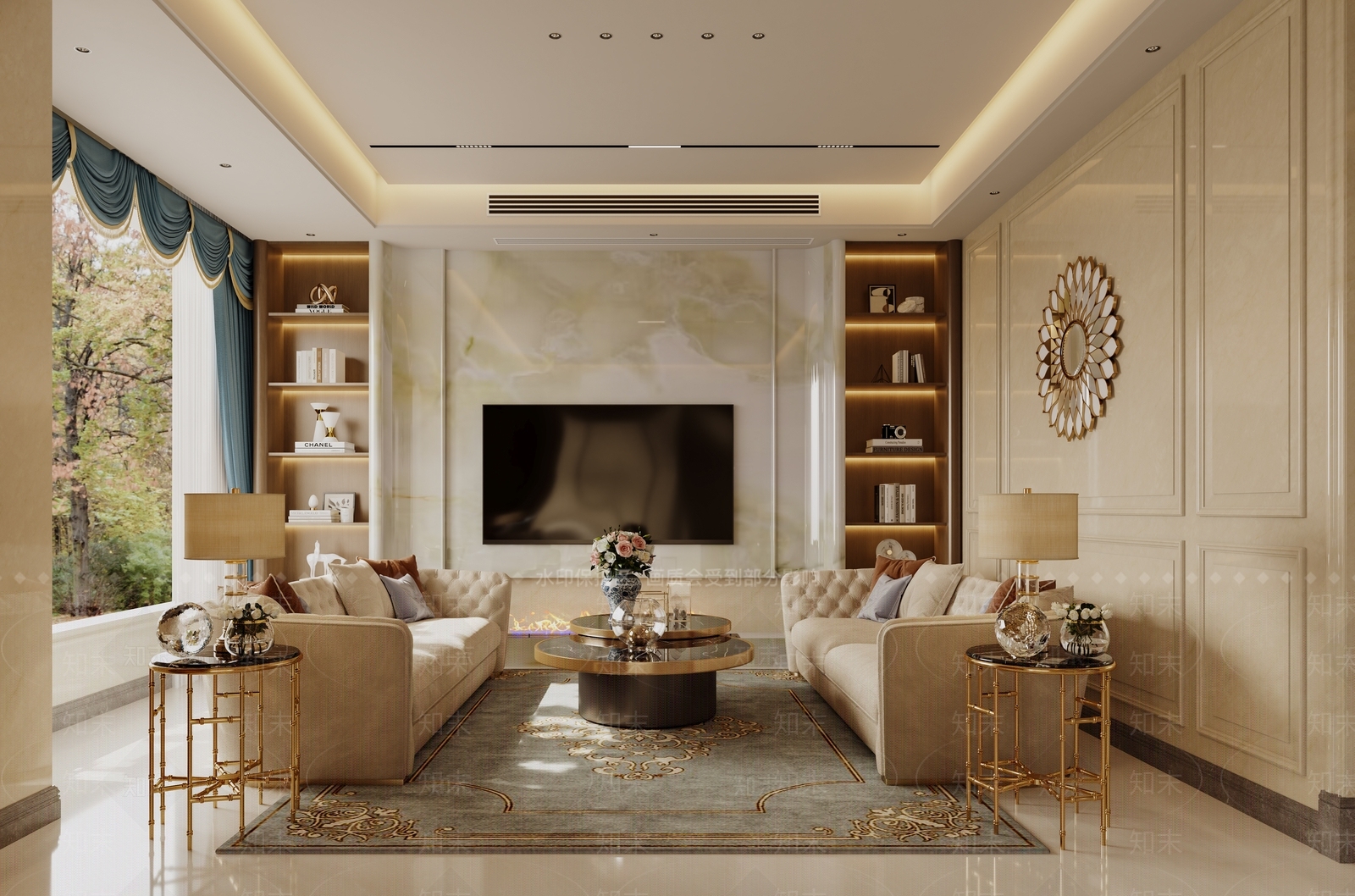 轻奢别墅客餐厅3D模型下载【ID:1233964908】