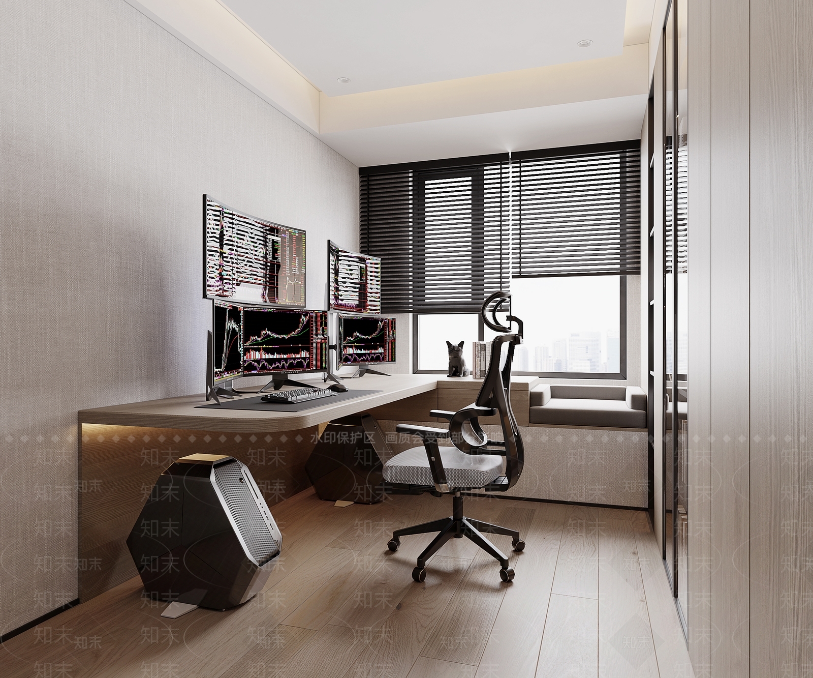 现代简约书房3D模型下载【ID:1233965880】