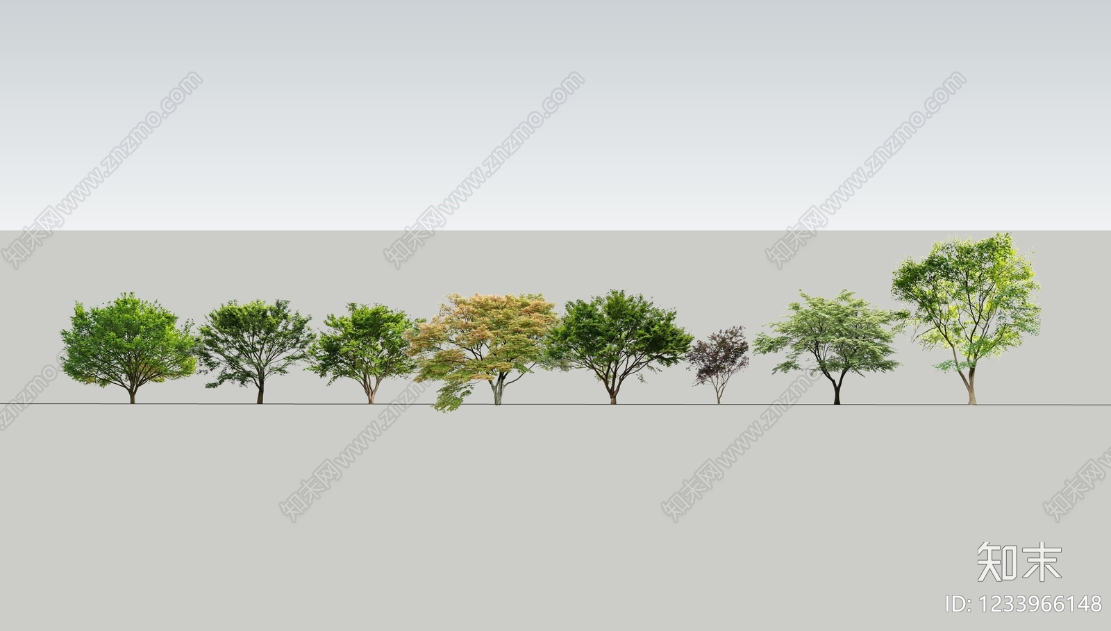 新中式景观乔木SU模型下载【ID:1233966148】