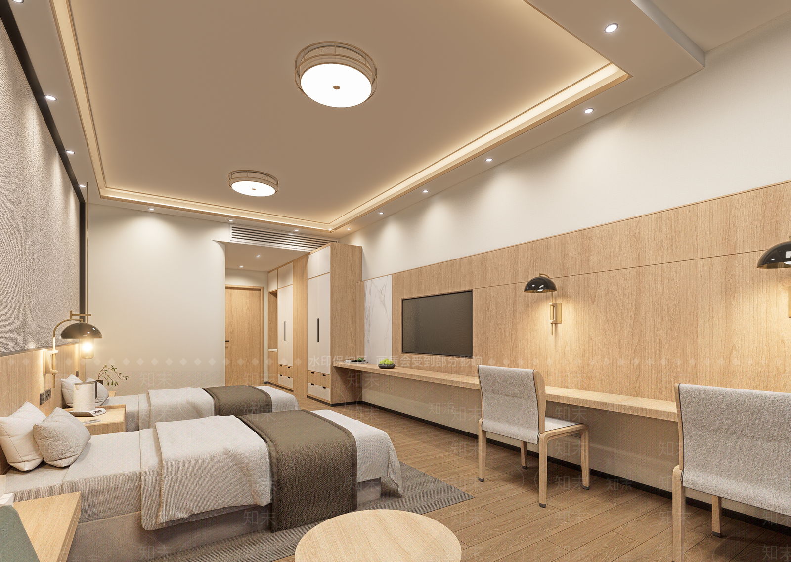 新中式酒店客房SU模型下载【ID:1233965846】