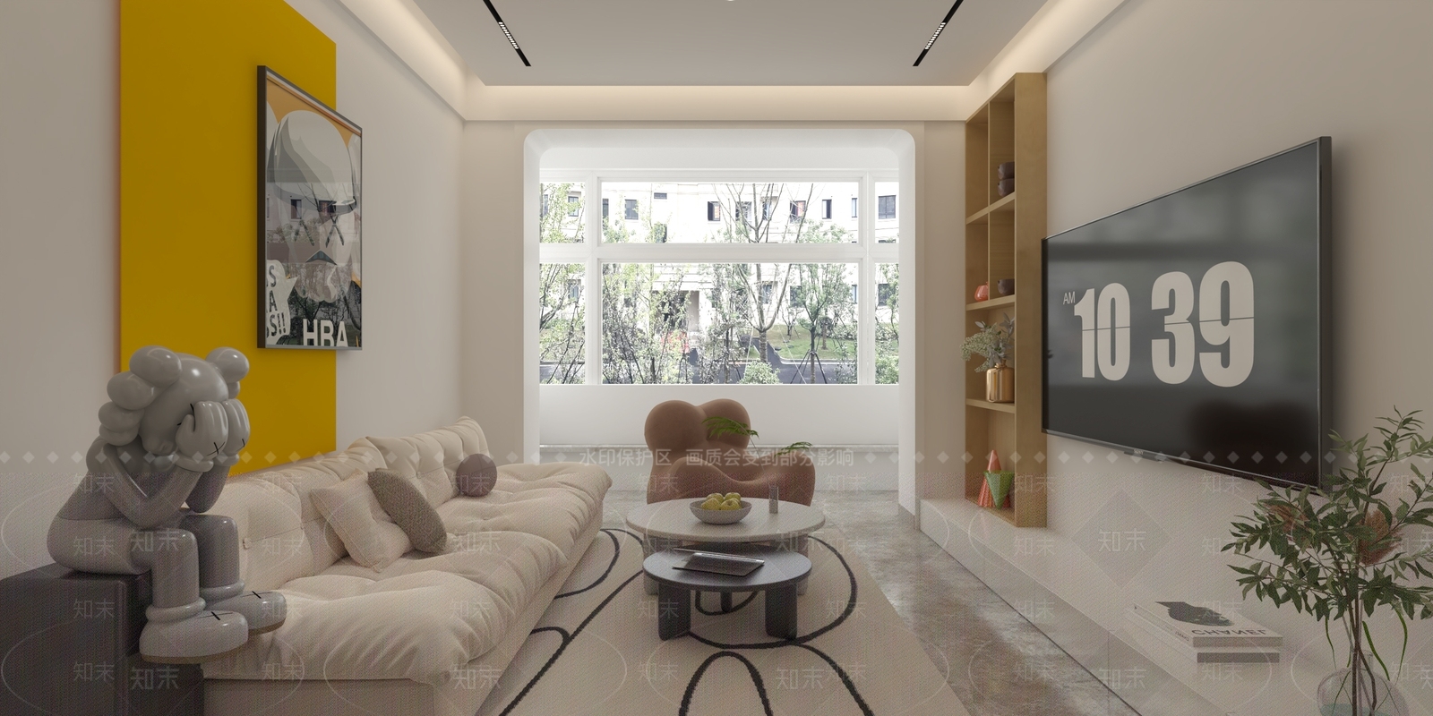 奶油风家居客厅3D模型下载【ID:1233966052】
