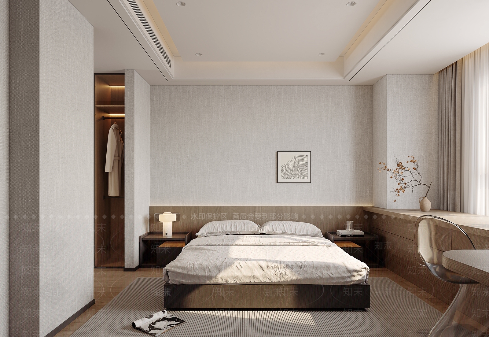 现代简约主卧3D模型下载【ID:1233966060】