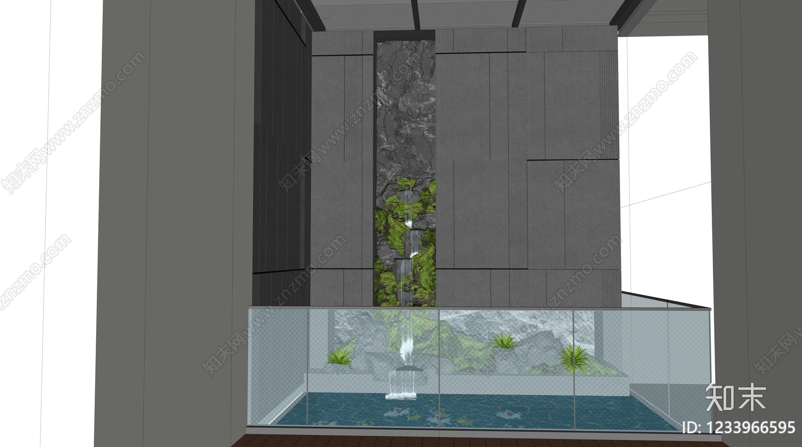 禅意室内景观SU模型下载【ID:1233966595】
