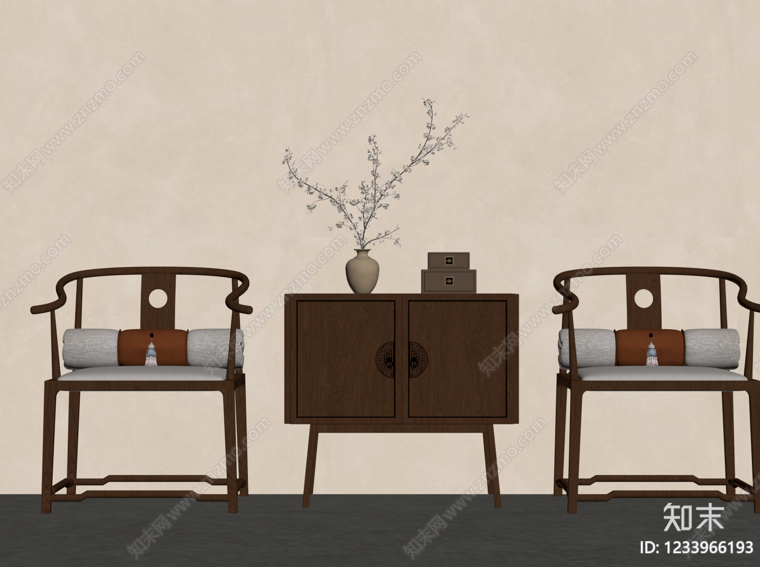 新中式休闲桌椅SU模型下载【ID:1233966193】