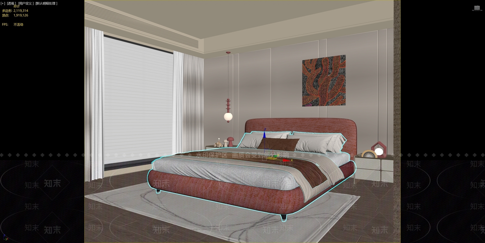 现代简约主卧3D模型下载【ID:1233967109】
