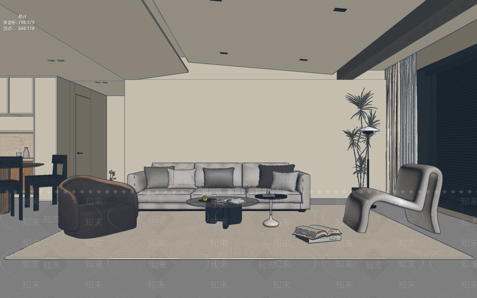 奶油风家居餐厅3D模型下载【ID:1233967255】