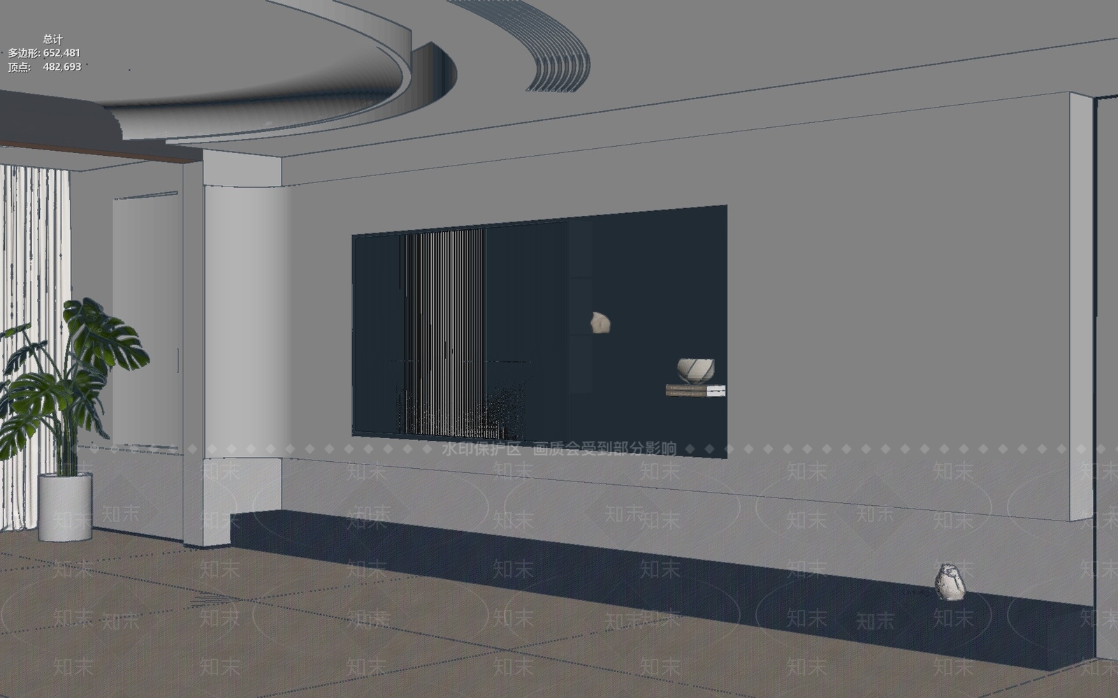 奶油风电视背景墙3D模型下载【ID:1233967787】