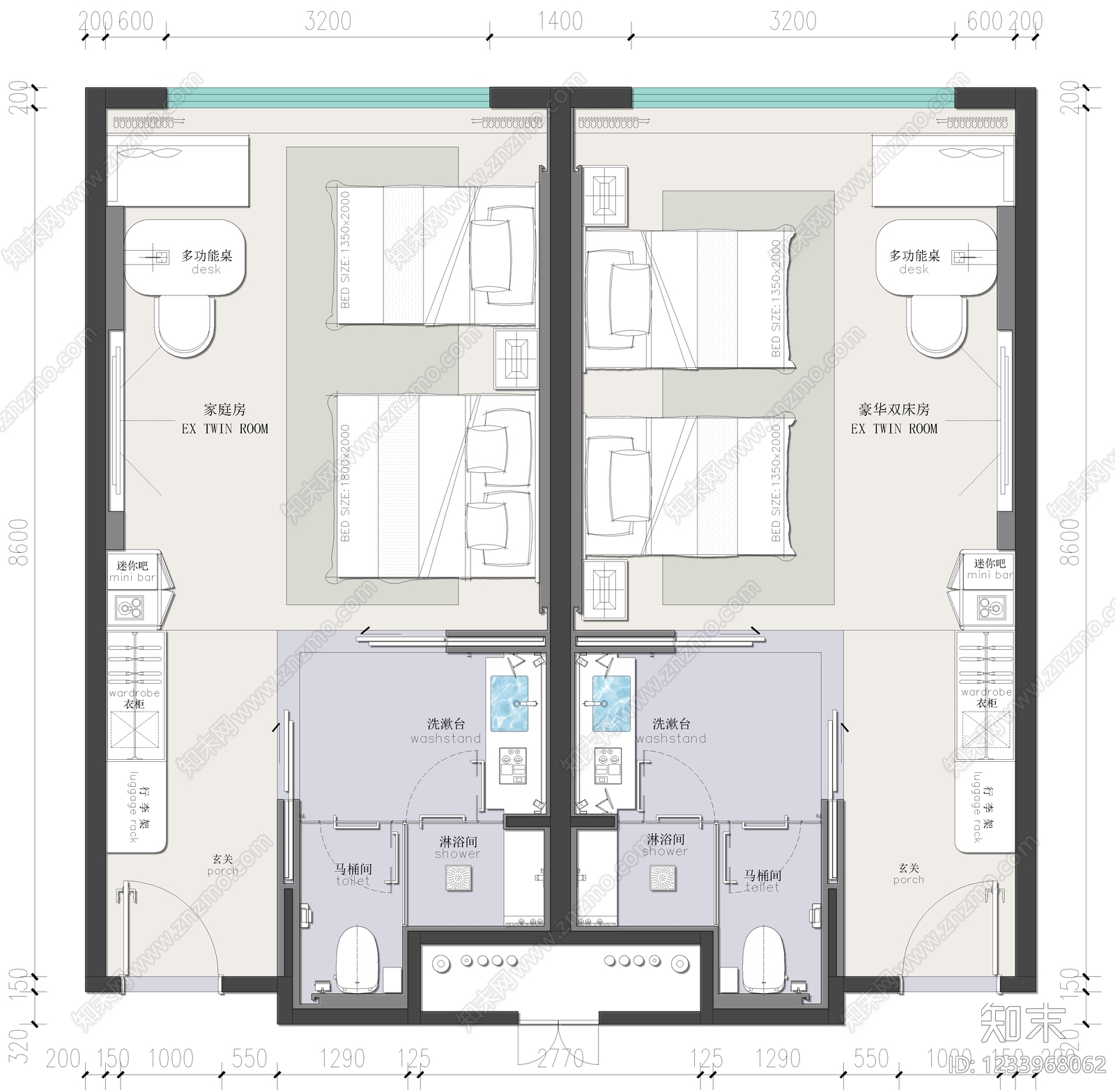 酒店客房cad施工图下载【ID:1233968062】