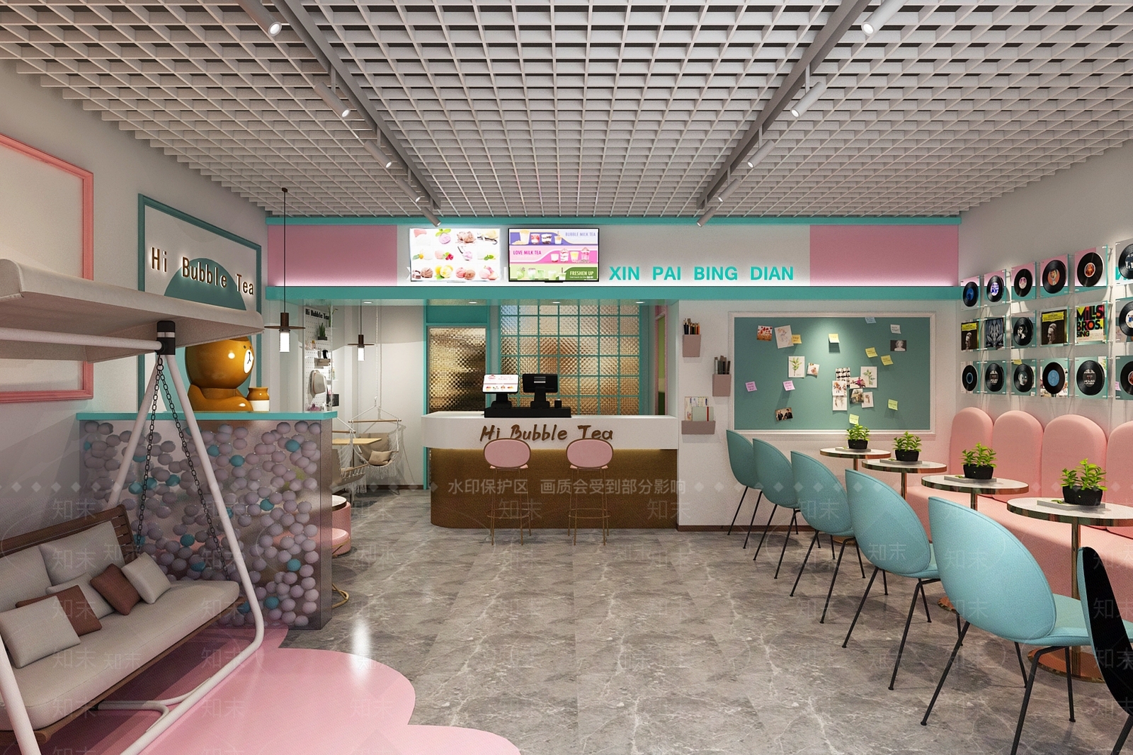 现代奶茶店3D模型下载【ID:1233968584】