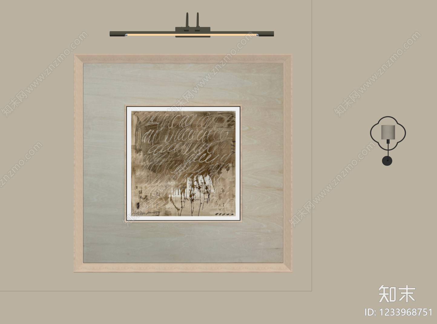 原木风挂画SU模型下载【ID:1233968751】