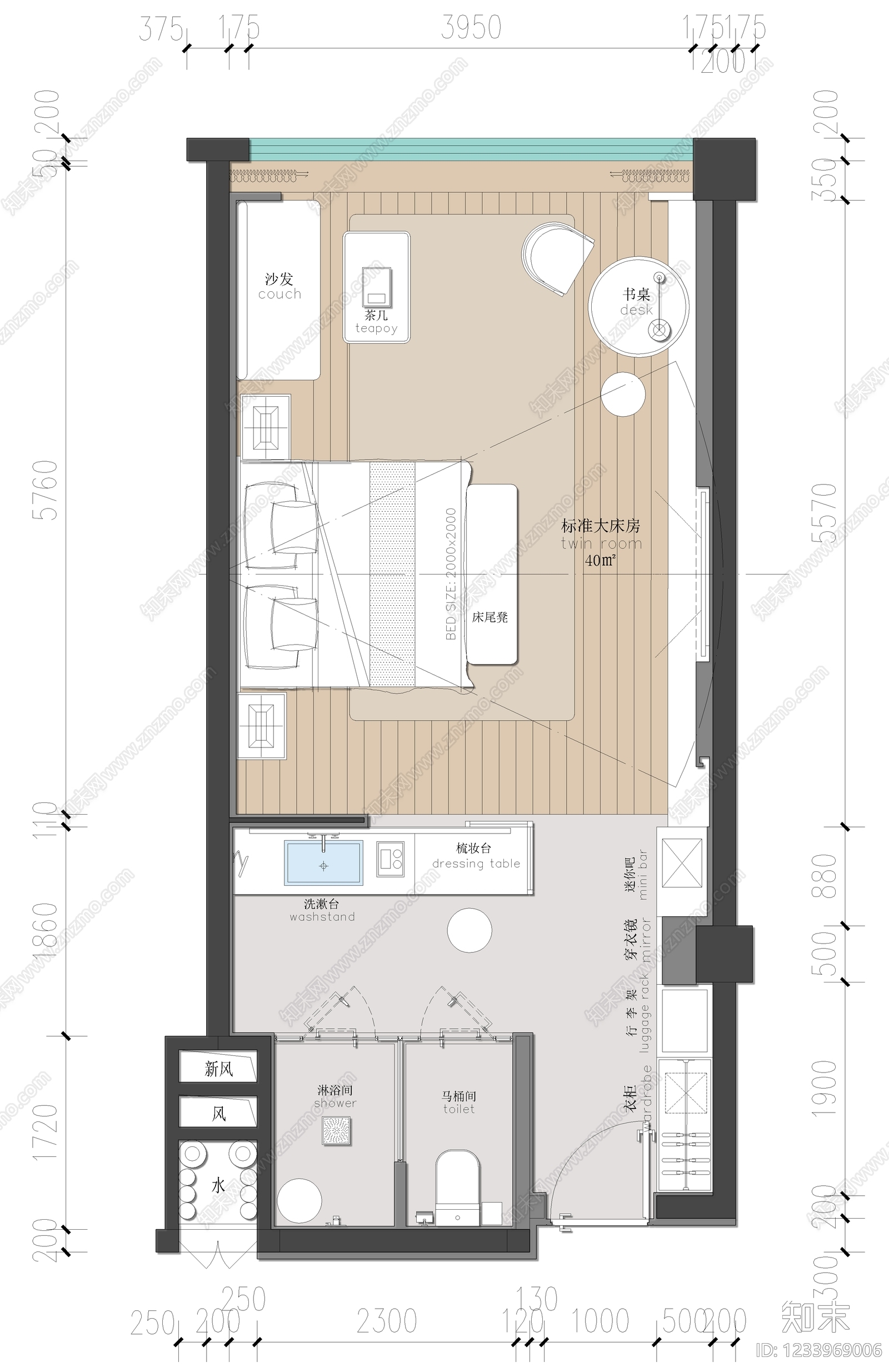 酒店客房cad施工图下载【ID:1233969006】