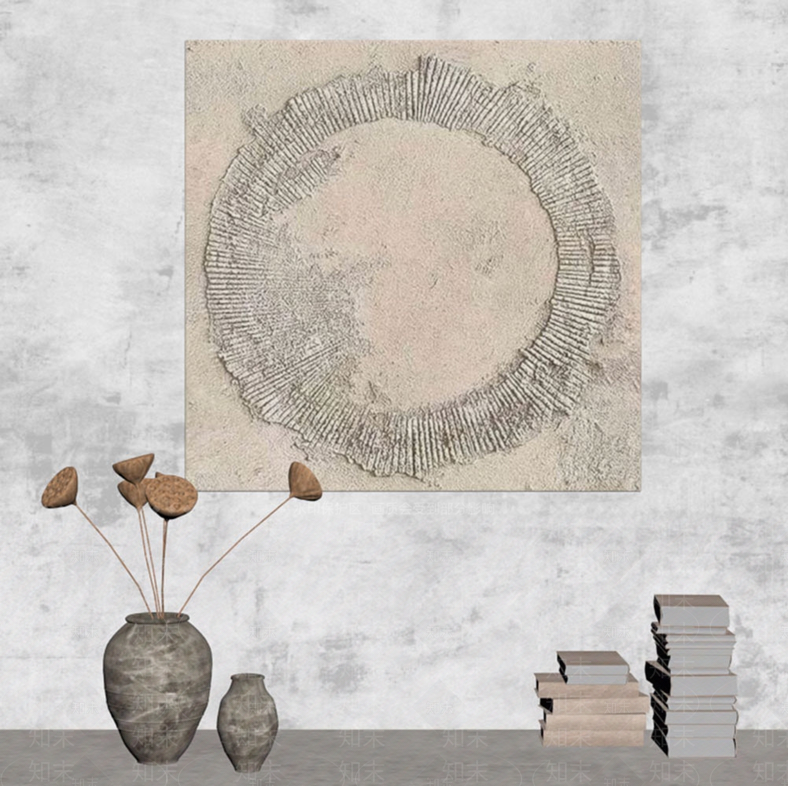 侘寂抽象挂画3D模型下载【ID:1233969397】