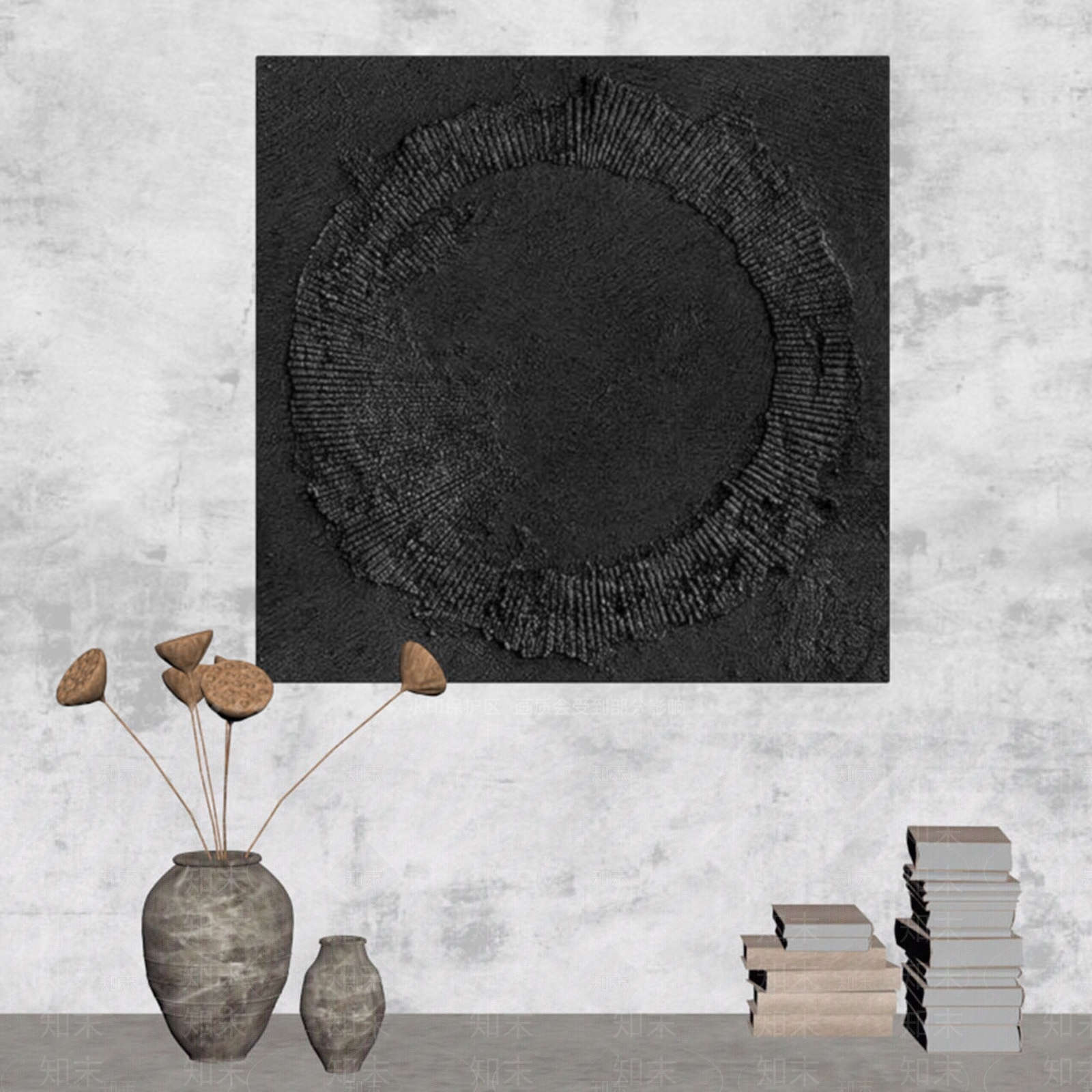 侘寂抽象挂画3D模型下载【ID:1233969642】
