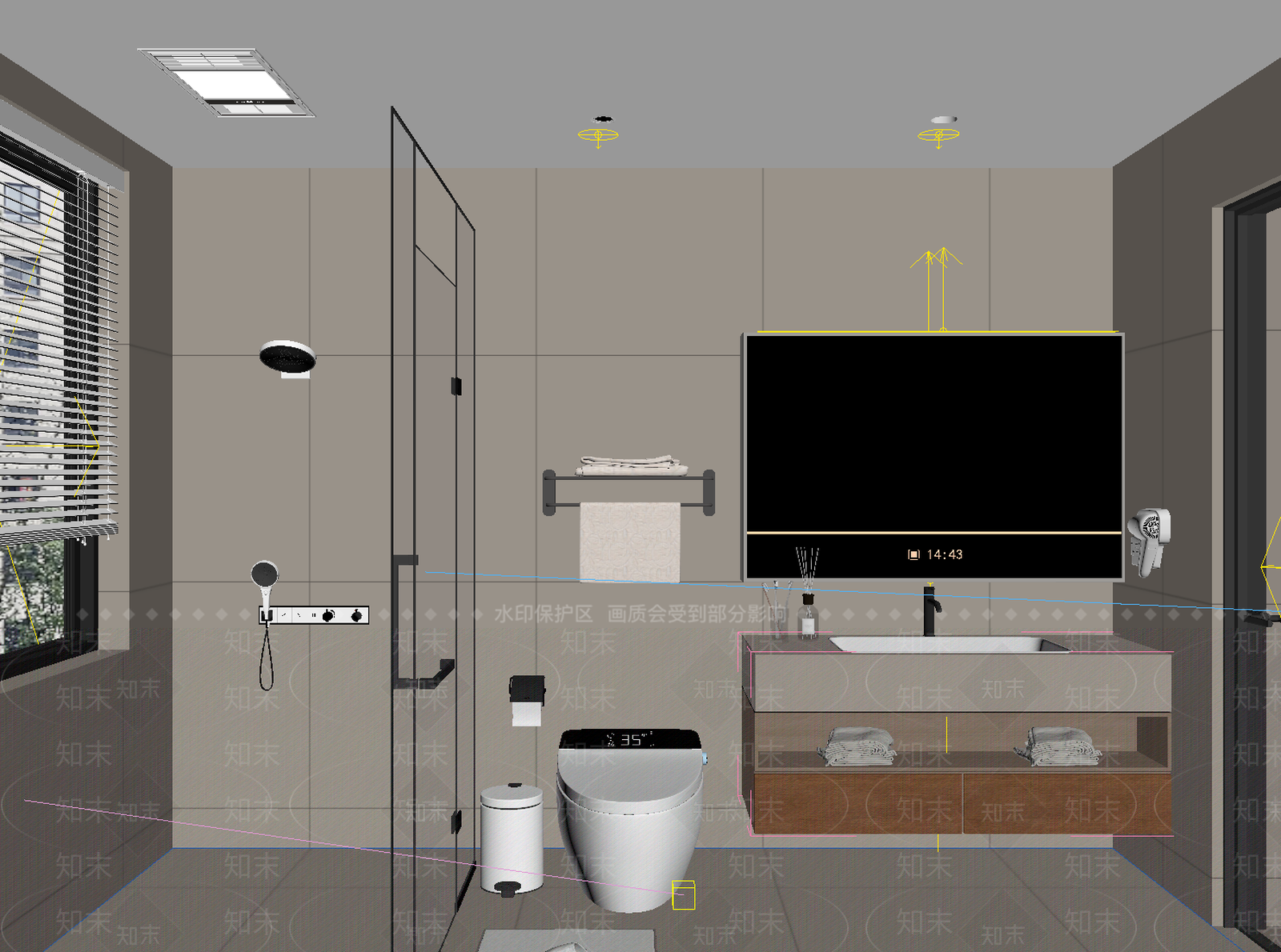 奶油风卫生间3D模型下载【ID:1233970256】