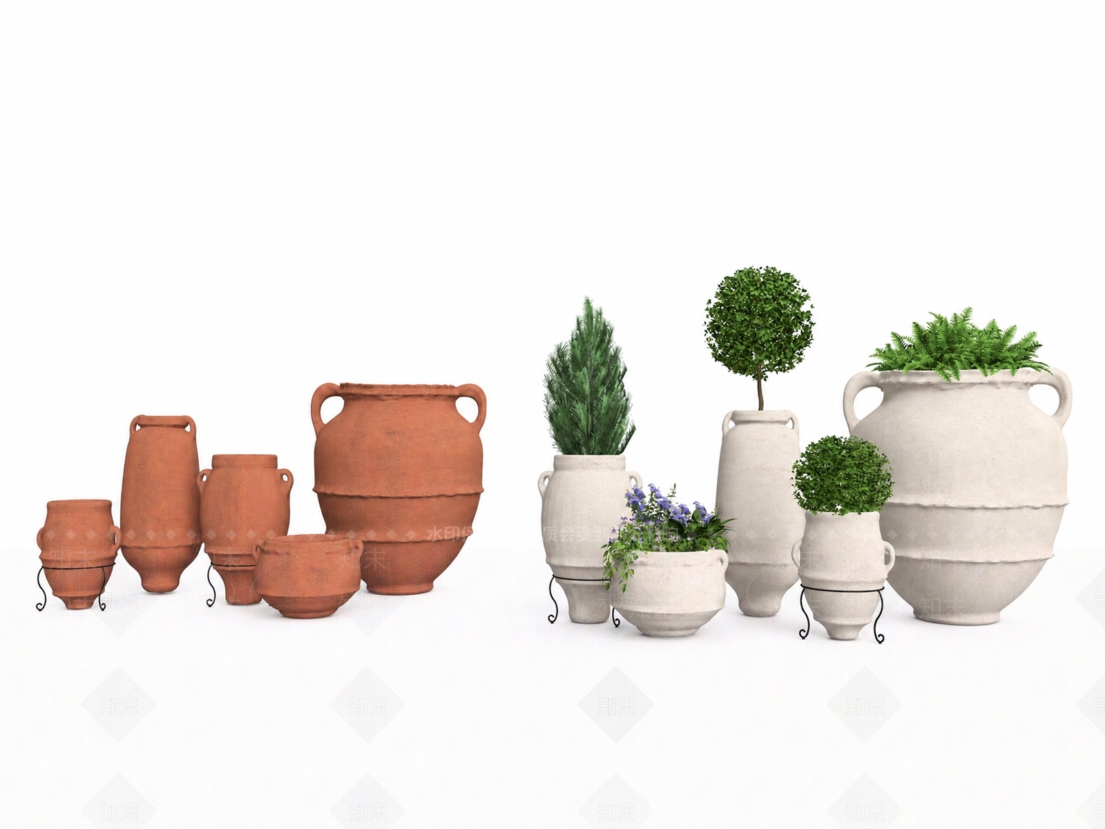 地中海花钵花器SU模型下载【ID:1233970504】